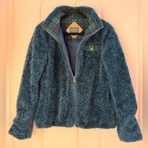 Pendleton Blue and green Plaid Sherpa-Lined zipper Jacket SzM
